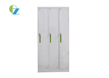 900mm Width Steel Office Lockers Furniture 3 Door With Green Steel Handle