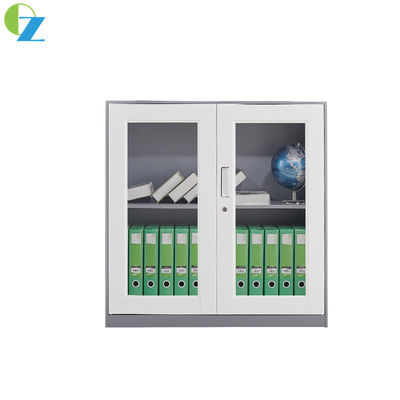 Short 1mm Thickness Steel Office Cupboard 2 Glass Door Metal Filing Cabinet