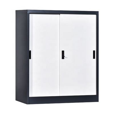 Short 2 Shelf Cabinet Sliding Door Steel Storage Office Cupboard Display Filing Cabinet