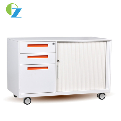 Cold Rolled Steel Rolling Door Storage Cabinet With 3 Drawers Mobile Pedestal