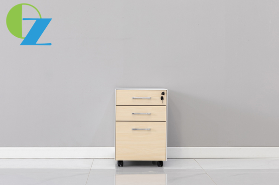 Постамент файла стального края дуги 3 ящиков мобильный с деревянным шкафом хранения frontpanel